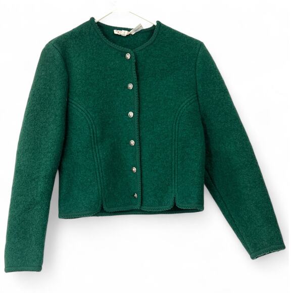 Vintage 70's TALBOTS | 8 | Cardigan Knit Sweater Pure Boiled Wool Cropped Jacket - Picture 1 of 4